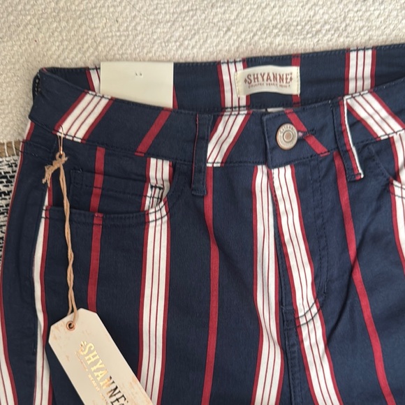 Shyanne Women's Flare Jeans - Navy and Red Stripes - Picture 2 of 5